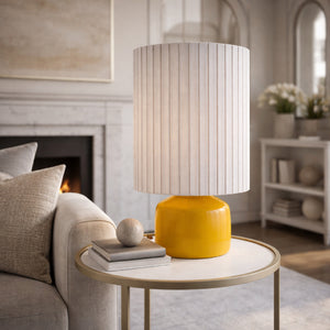   Modern European furniture - Reeded Linen Accent Table Lamp - www.oroa.com | Oroa.com