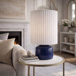   Modern European furniture - Reeded Linen Accent Table Lamp - www.oroa.com | Oroa.com