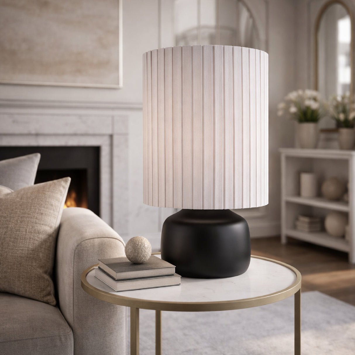   Modern European furniture - Reeded Linen Accent Table Lamp - www.oroa.com | Oroa.com