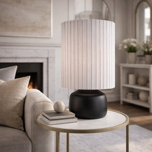   Modern European furniture - Reeded Linen Accent Table Lamp - www.oroa.com | Oroa.com