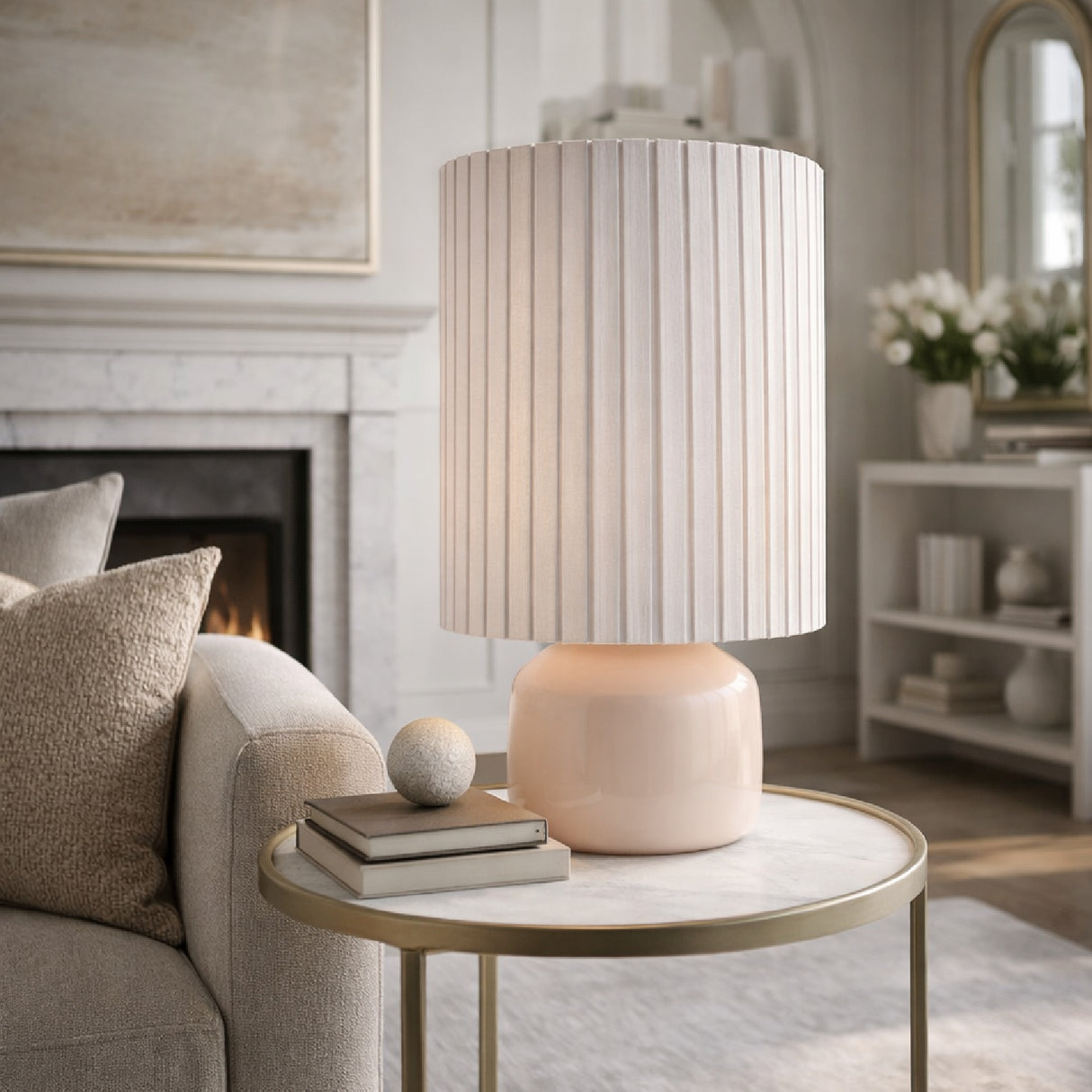   Modern European furniture - Reeded Linen Accent Table Lamp - www.oroa.com | Oroa.com