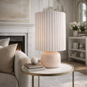   Modern European furniture - Reeded Linen Accent Table Lamp - www.oroa.com | Oroa.com