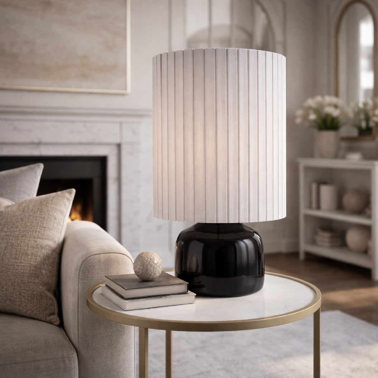   Modern European furniture - Reeded Linen Accent Table Lamp - www.oroa.com | Oroa.com
