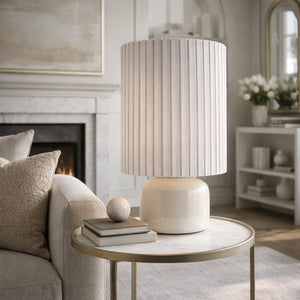   Modern European furniture - Reeded Linen Accent Table Lamp - www.oroa.com | Oroa.com