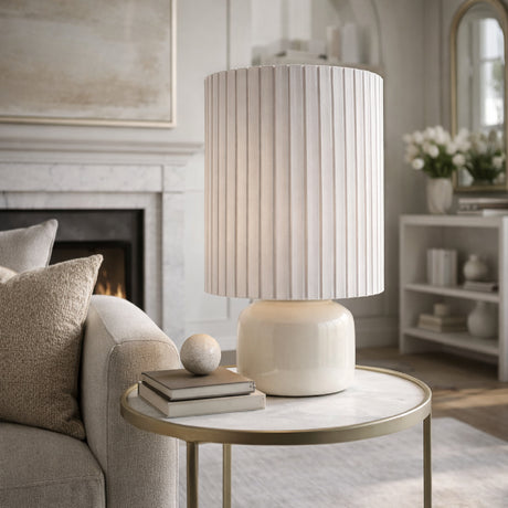   Modern European furniture - Reeded Linen Accent Table Lamp - www.oroa.com | Oroa.com