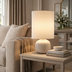   Modern European furniture - Fluted Ceramic Accent Table Lamp - www.oroa.com | Oroa.com