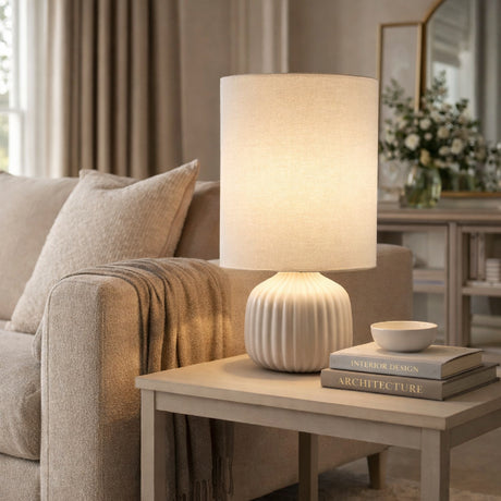   Modern European furniture - Fluted Ceramic Accent Table Lamp - www.oroa.com | Oroa.com