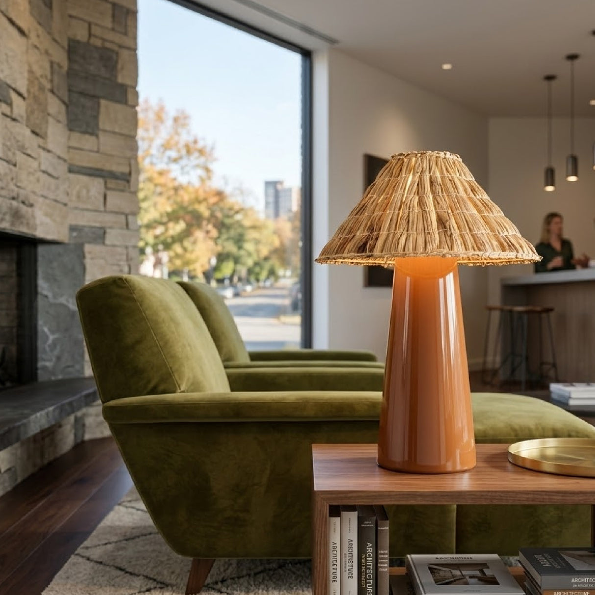   Modern European furniture - Seagrass Shade Ceramic Table Lamp - www.oroa.com | Oroa.com