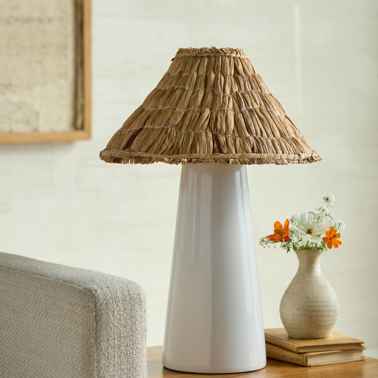   Modern European furniture - Seagrass Shade Ceramic Table Lamp - www.oroa.com | Oroa.com