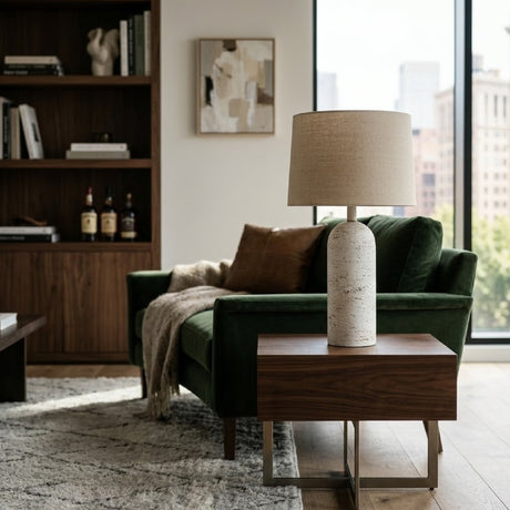   Modern European furniture - Linen Drum Shade Table Lamp - www.oroa.com | Oroa.com