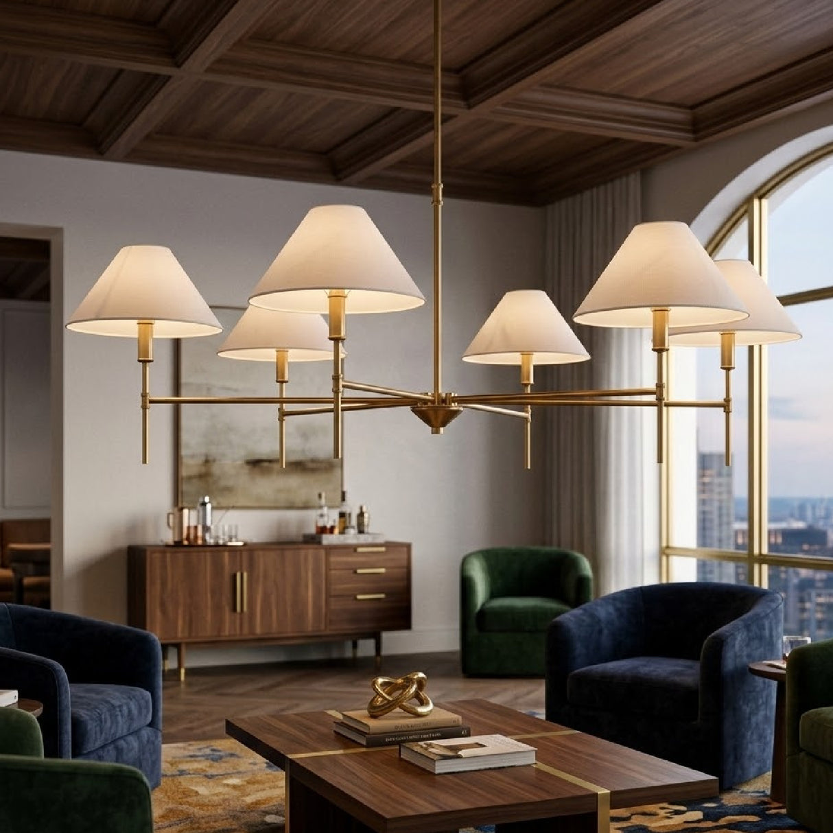   Modern European furniture - White Linen 6-Light Chandelier - www.oroa.com | Oroa.com