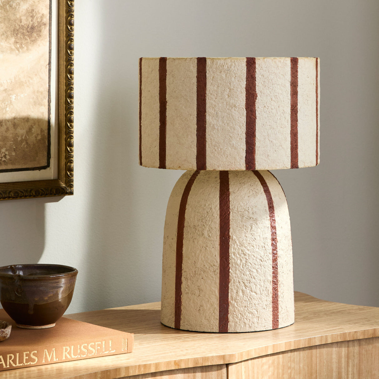   Modern European furniture - Beige Striped Accent Table Lamp - www.oroa.com | Oroa.com