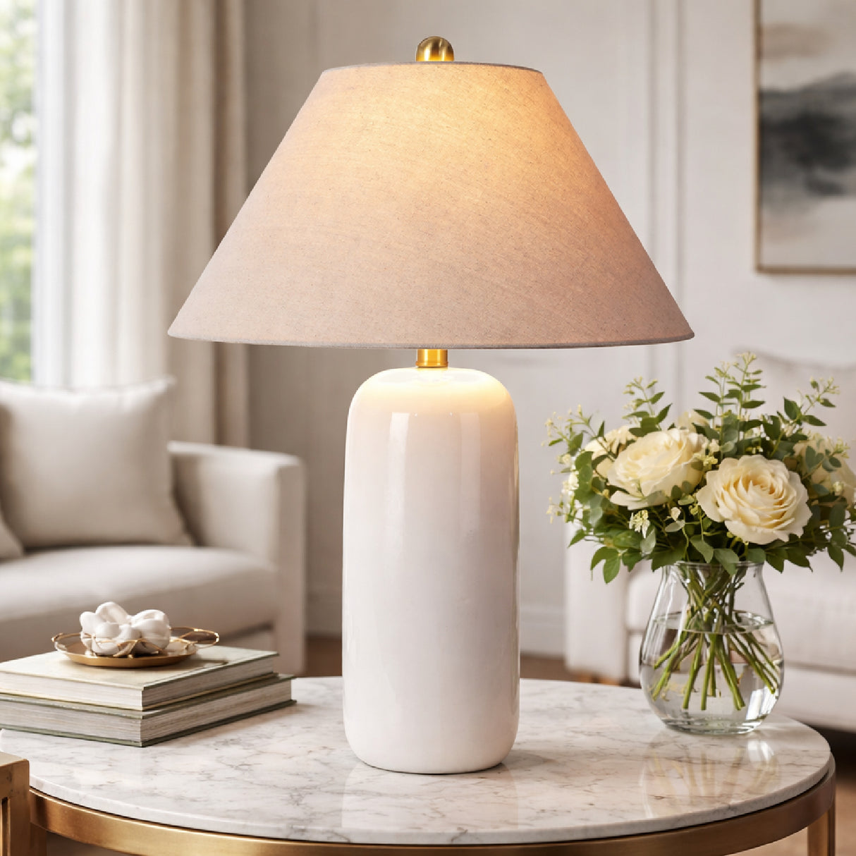   Modern European furniture - White Ceramic Accent Table Lamp - www.oroa.com | Oroa.com