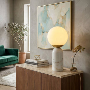   Modern European furniture - Marble White Glass Table Lamp - www.oroa.com | Oroa.com