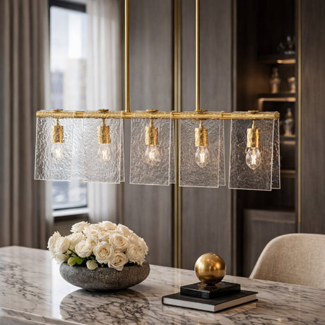   Modern European furniture - 5-Light Glass Pyramid Linear Chandelier - www.oroa.com | Oroa.com