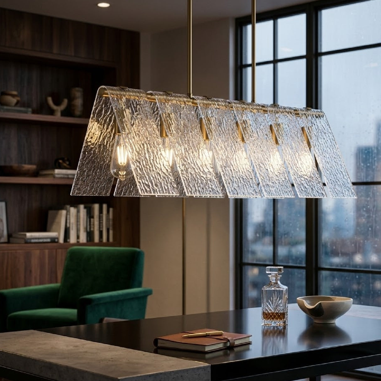   Modern European furniture - 6-Light Clear Glass Linear Chandelier - www.oroa.com | Oroa.com