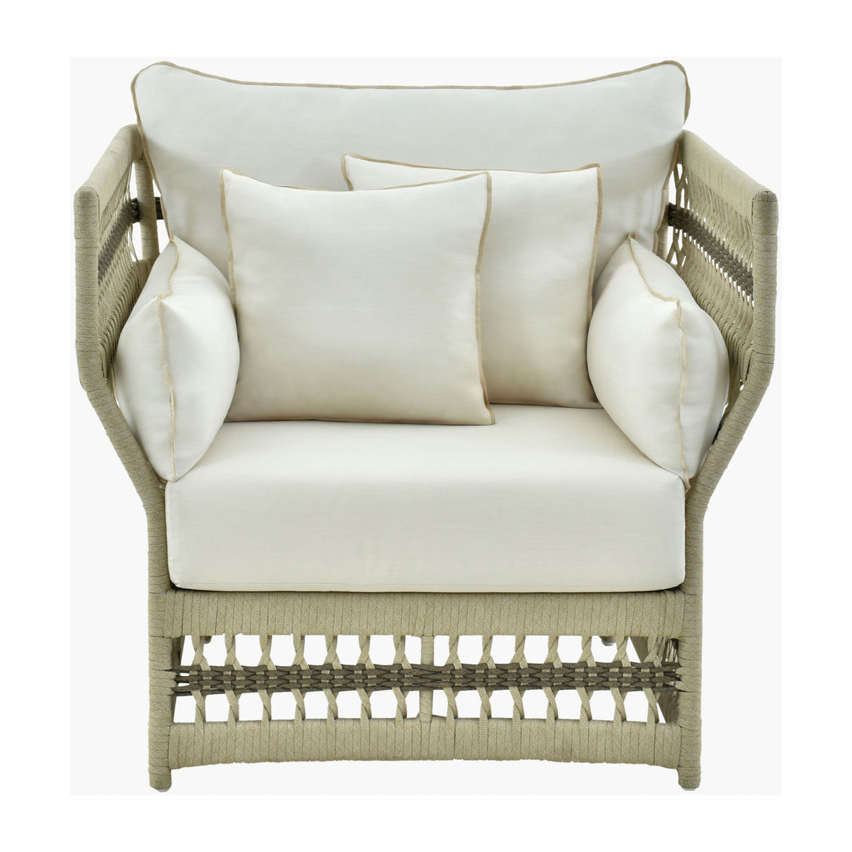   Modern European furniture - Cream Aluminum Outdoor Accent Chair - www.oroa.com | Oroa.com