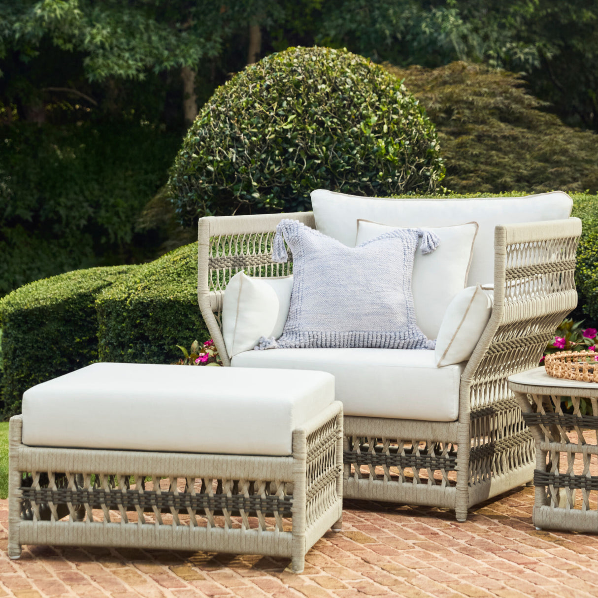   Modern European furniture - Cream Aluminum Outdoor Ottoman - www.oroa.com | Oroa.com