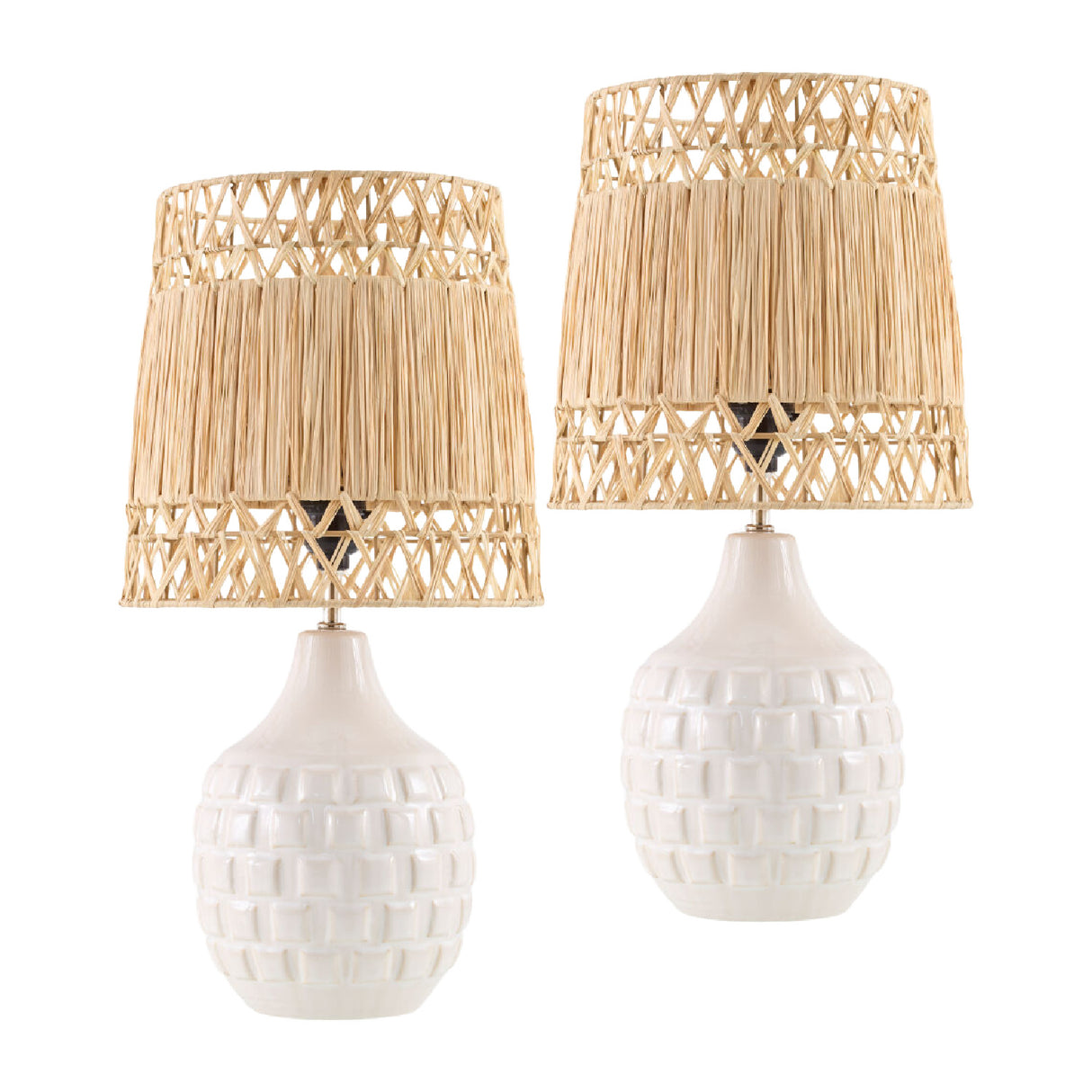   Modern European furniture - Woven Seagrass Ceramic Table Lamp (Set of 2) - www.oroa.com | Oroa.com