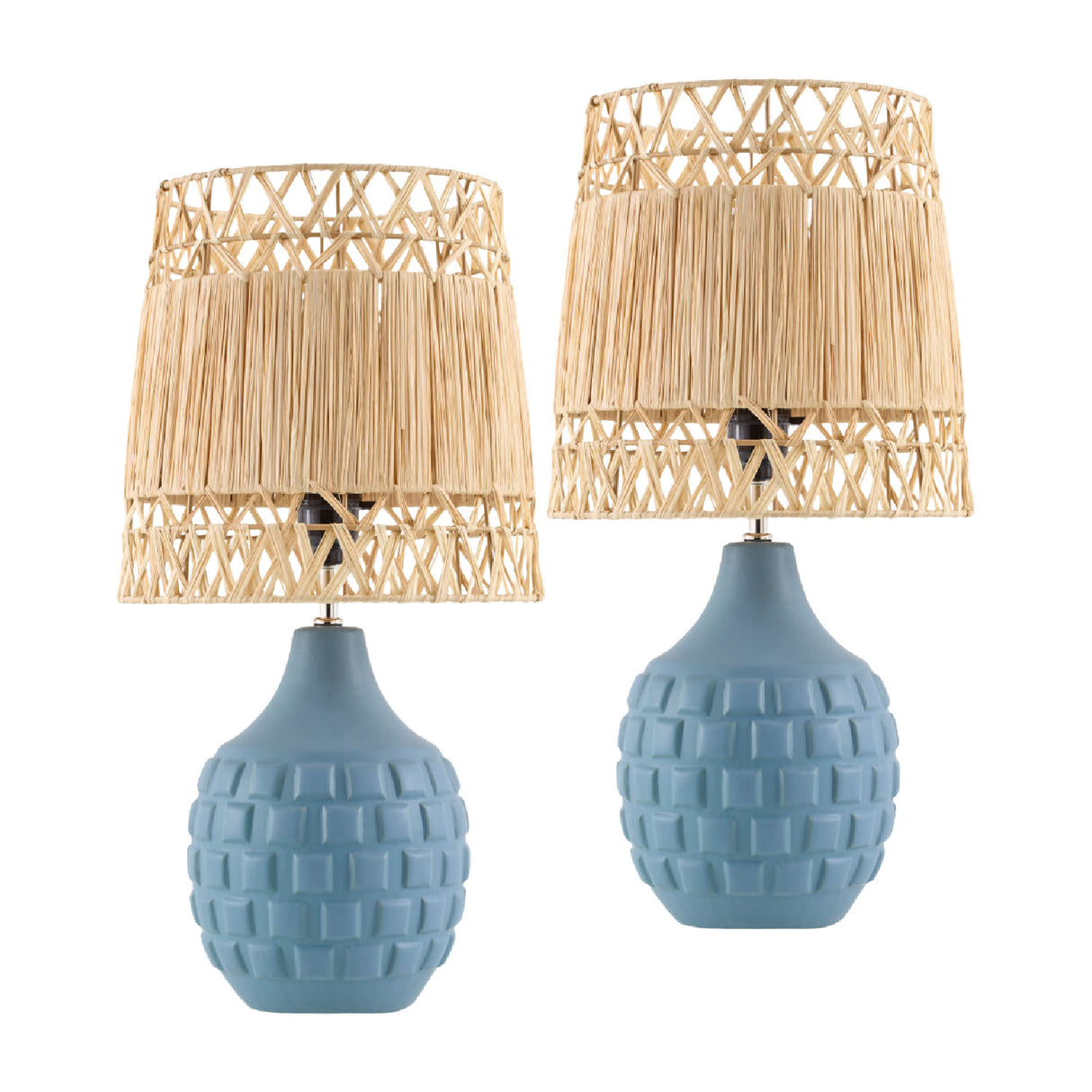   Modern European furniture - Woven Seagrass Ceramic Table Lamp (Set of 2) - www.oroa.com | Oroa.com