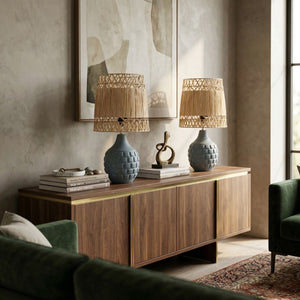   Modern European furniture - Woven Seagrass Ceramic Table Lamp (Set of 2) - www.oroa.com | Oroa.com
