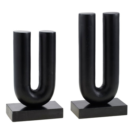   Modern European furniture - Black U-Shaped Sculpture Set (2) - www.oroa.com | Oroa.com
