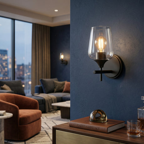   Modern European furniture - Black Framed Glass Wall Lamp - www.oroa.com | Oroa.com