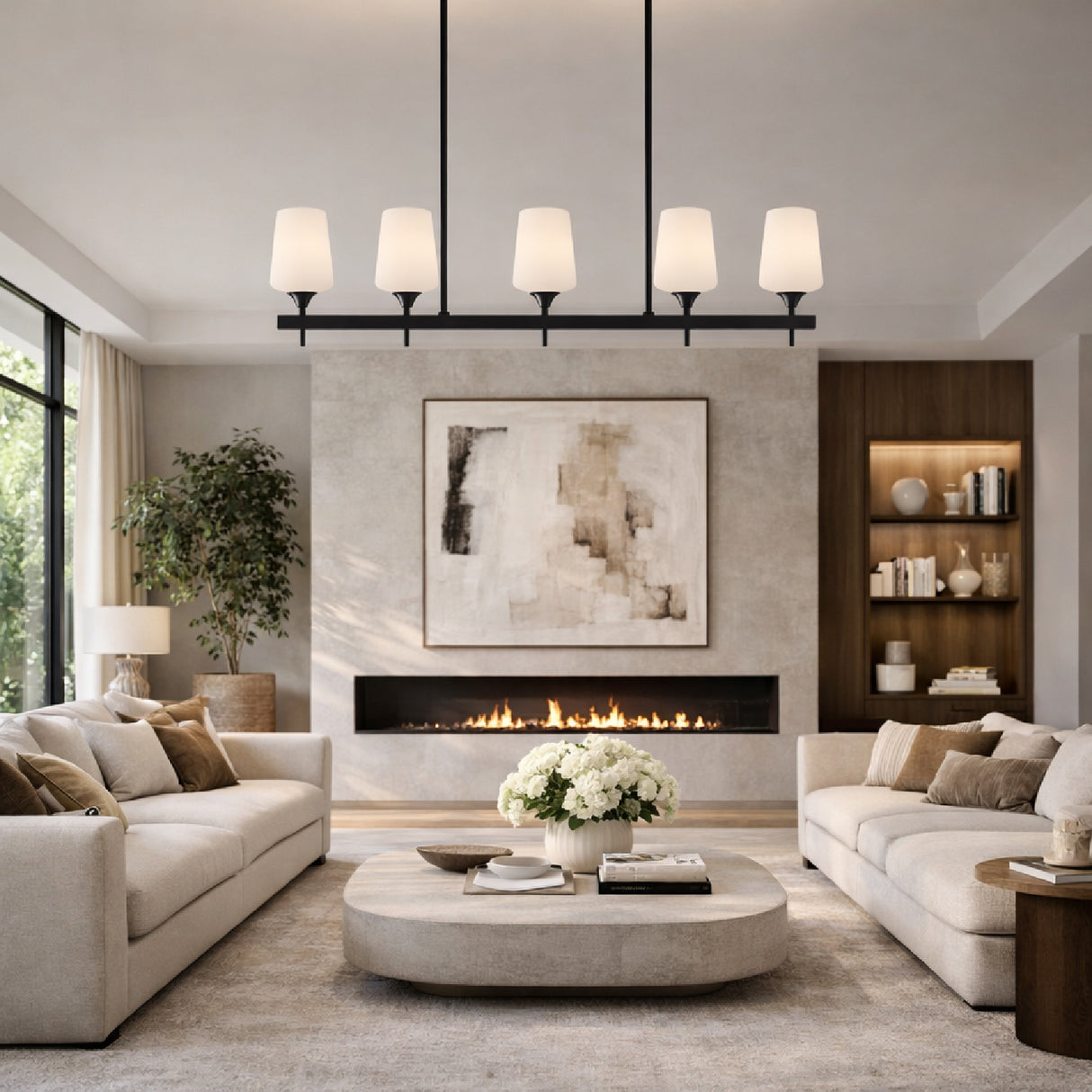   Modern European furniture - Glass 5-Light Linear Chandelier - www.oroa.com | Oroa.com