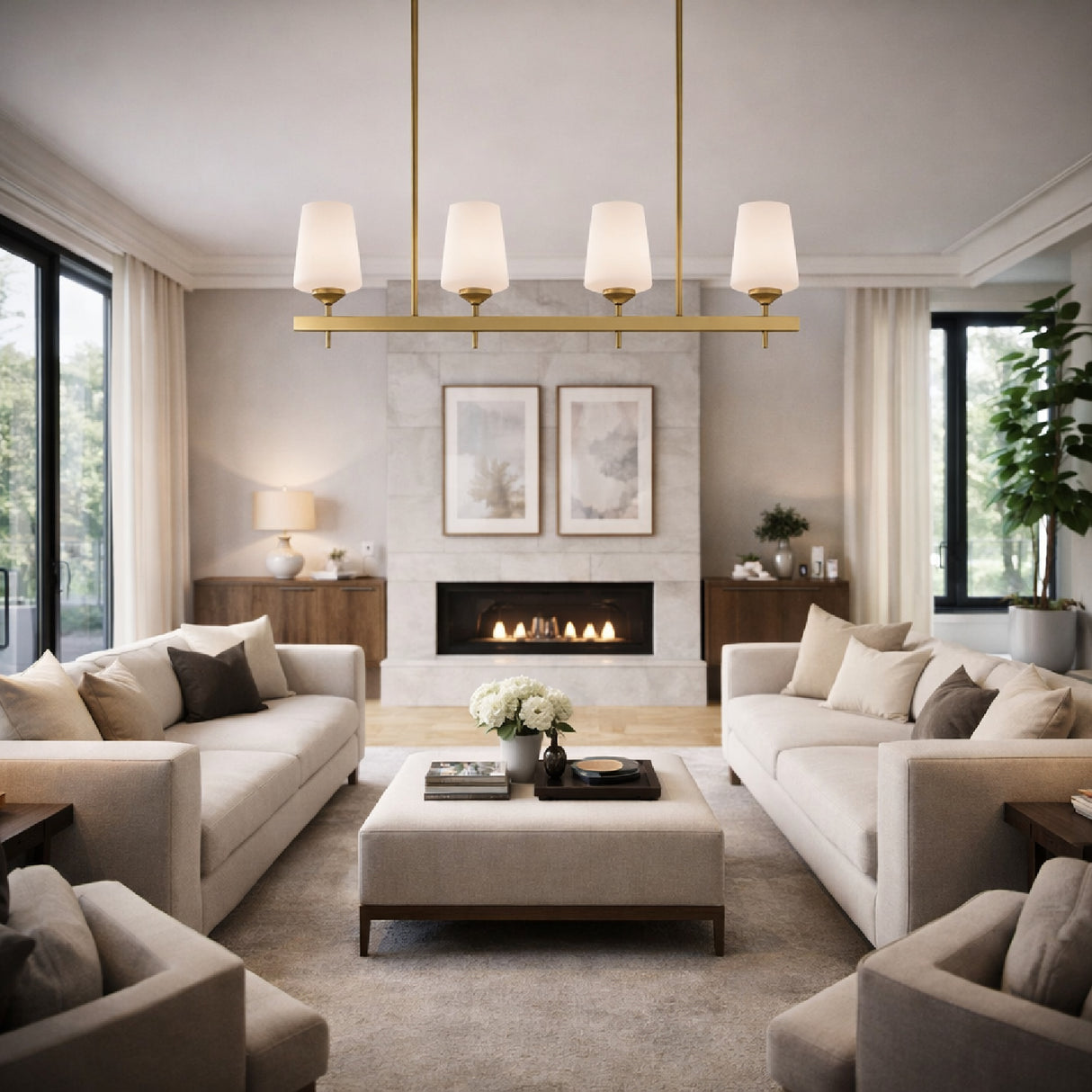   Modern European furniture - Glass 5-Light Linear Chandelier - www.oroa.com | Oroa.com