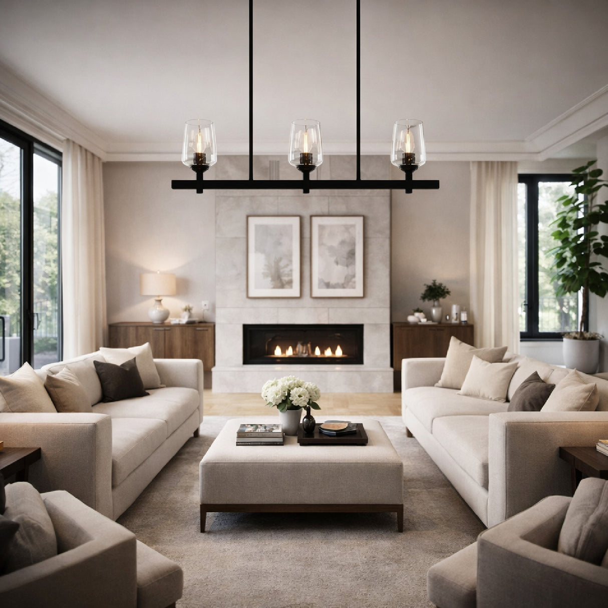   Modern European furniture - Glass 5-Light Linear Chandelier - www.oroa.com | Oroa.com