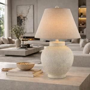   Modern European furniture - Ceramic Beige Linen Table Lamp - www.oroa.com | Oroa.com
