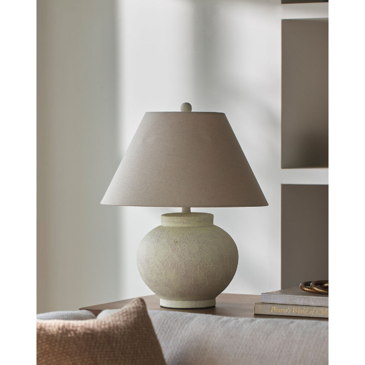   Modern European furniture - Ceramic Beige Linen Table Lamp - www.oroa.com | Oroa.com