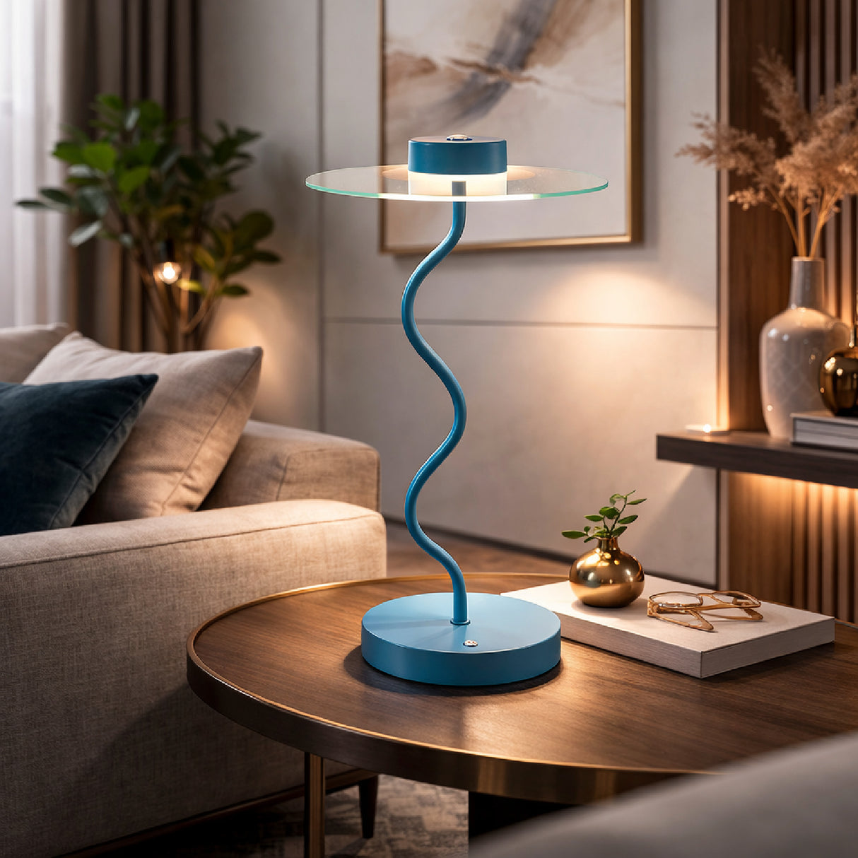   Modern European furniture - Blue Wavy Accent Table Lamp - www.oroa.com | Oroa.com
