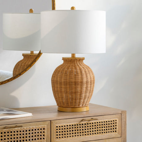   Modern European furniture - Brown Rattan Accent Table Lamp - www.oroa.com | Oroa.com