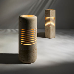   Modern European furniture - Beige Travertine Accent Table Lamp - www.oroa.com | Oroa.com