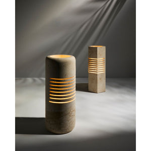   Modern European furniture - Beige Travertine Accent Table Lamp - www.oroa.com | Oroa.com
