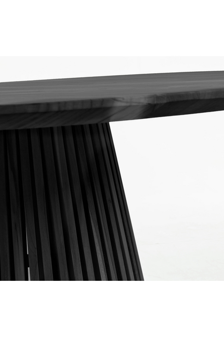   Round Black Teak Wood Pedestal Dining Table L | Oroa.com