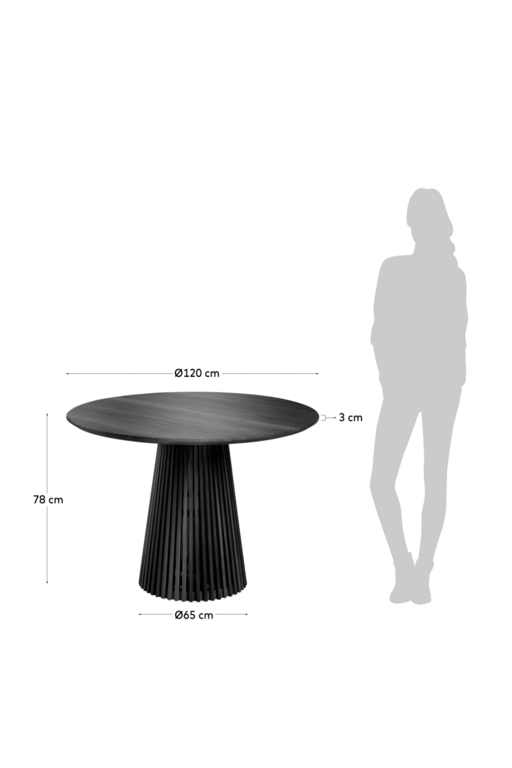   Round Black Teak Wood Pedestal Dining Table L | Oroa.com