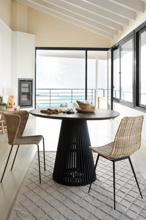   Round Black Teak Wood Pedestal Dining Table L | Oroa.com