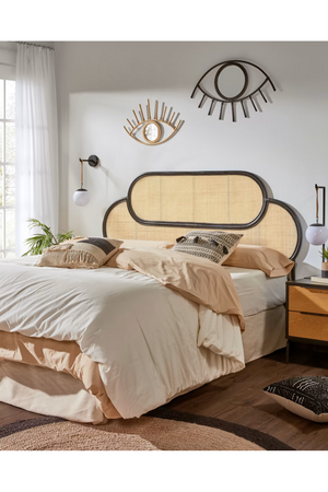   Black Weaved Rattan Queen Headboard 67" | Oroa.com