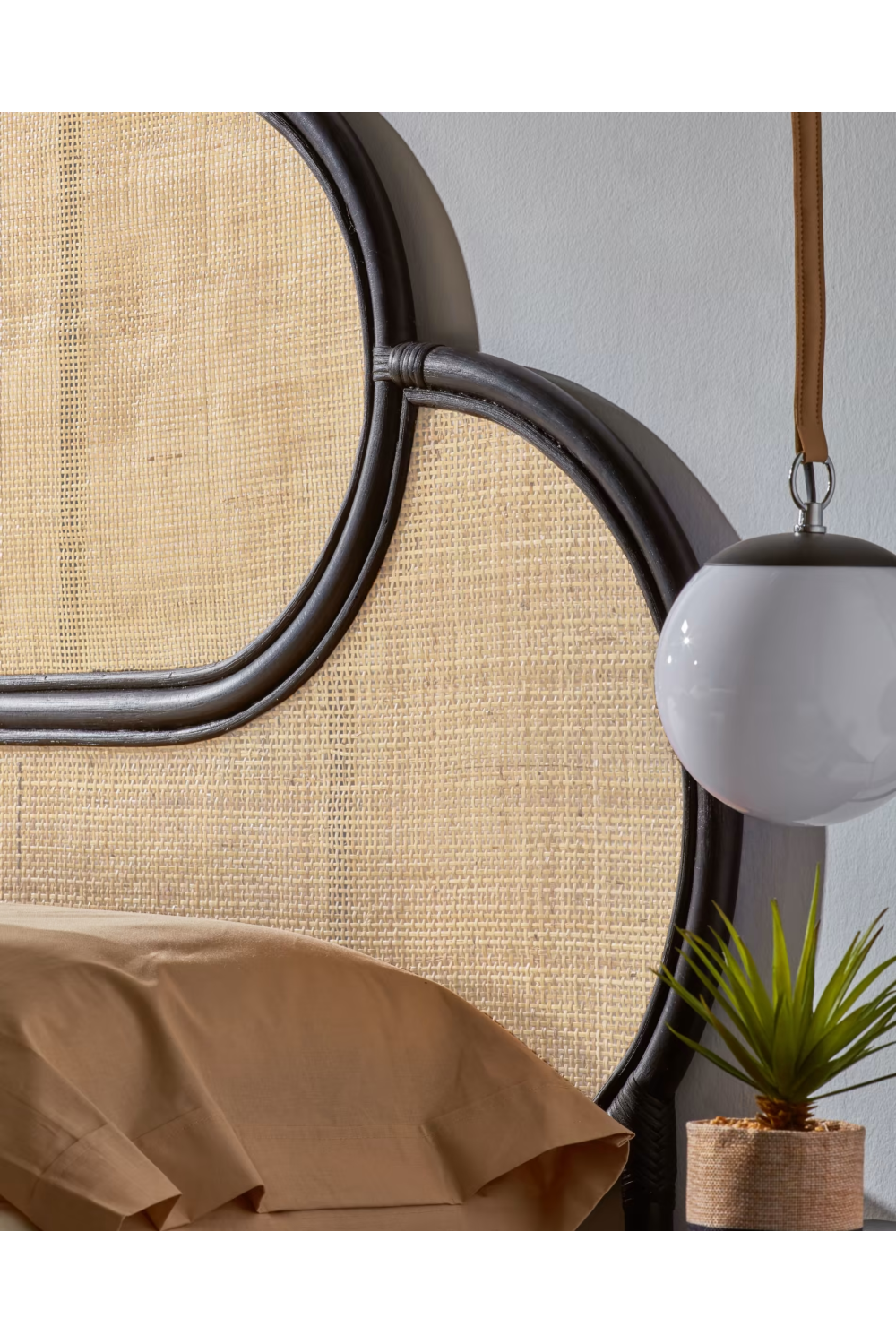   Black Weaved Rattan Queen Headboard 67" | Oroa.com