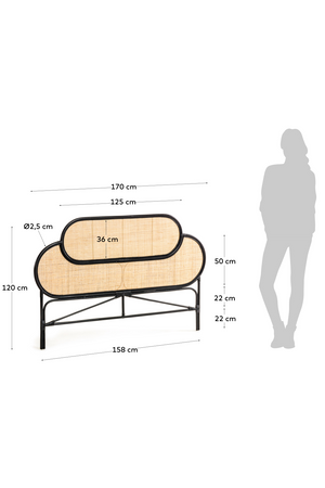   Black Weaved Rattan Queen Headboard 67" | Oroa.com