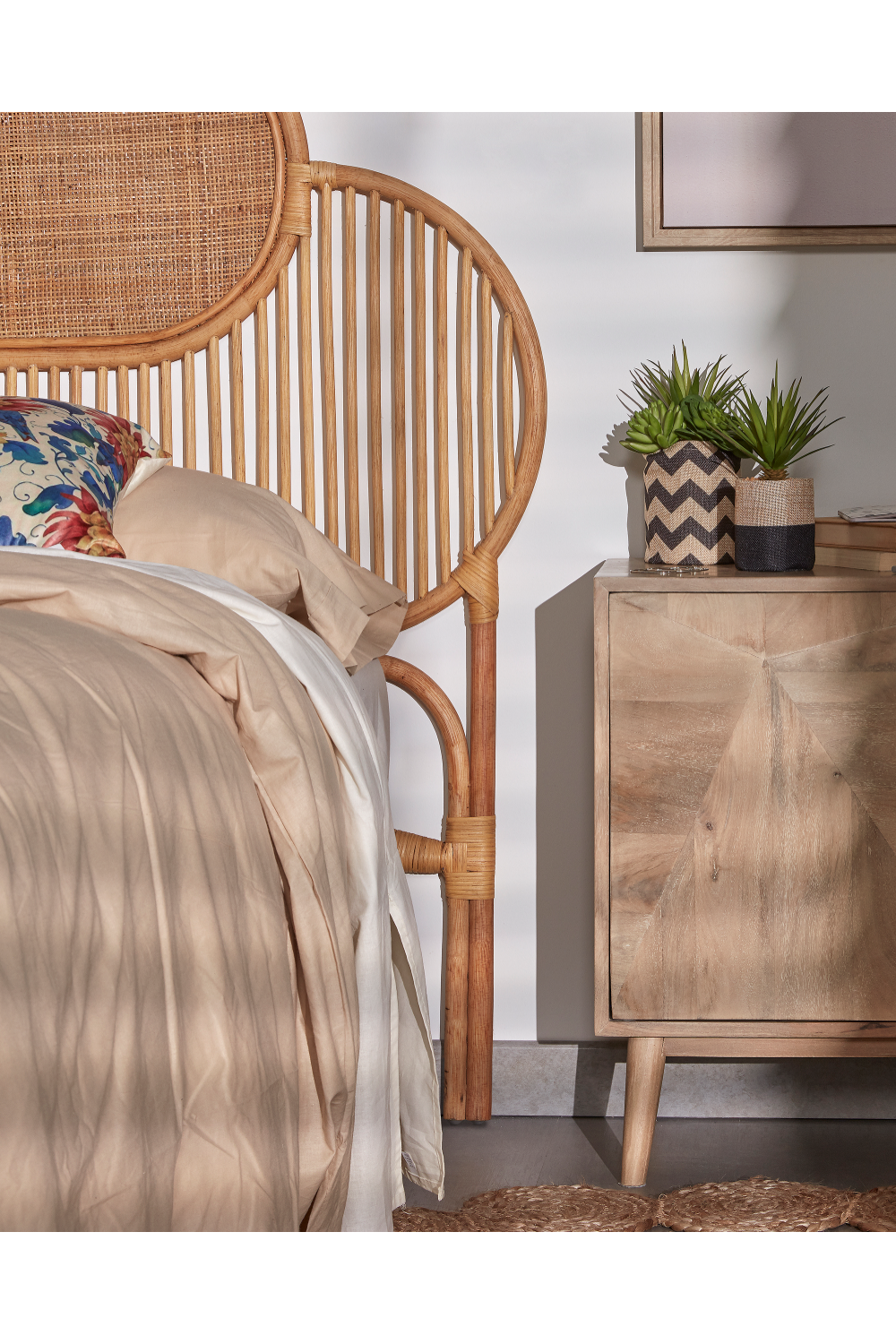   Natural Weaved Rattan Queen Headboard 67" | Oroa.com