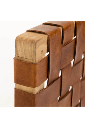   Woven Brown Leather Queen Headboard | Oroa.com