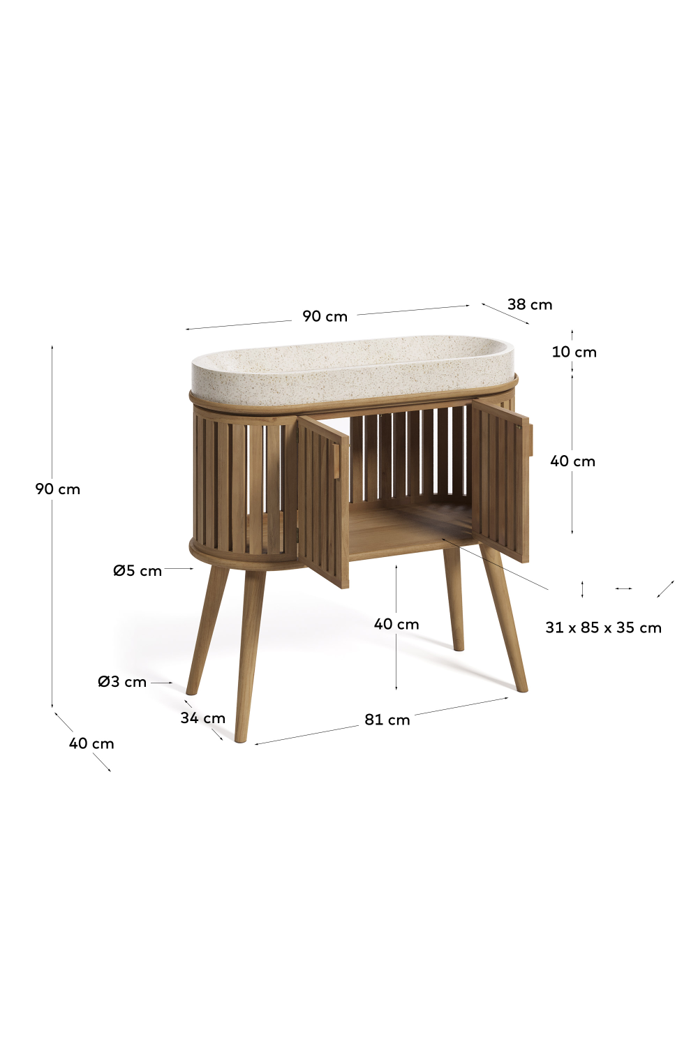   Oval Wooden Vanity Unit | Oroa.com