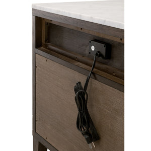   Marble Top Oak 2-Drawer Nightstand | Oroa.com