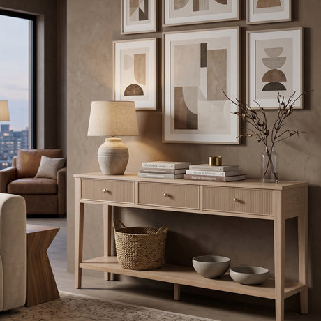   Natural Oak 3-Drawer Console Table | Oroa.com