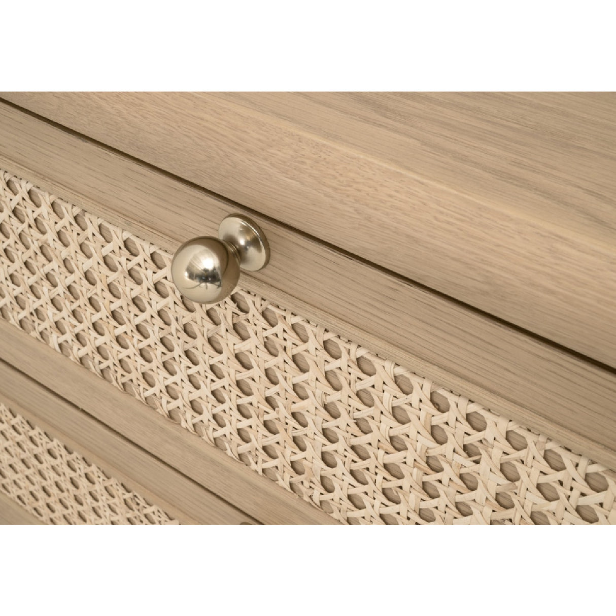   Oak Framed Cane 3-Drawer Nightstand | Oroa.com