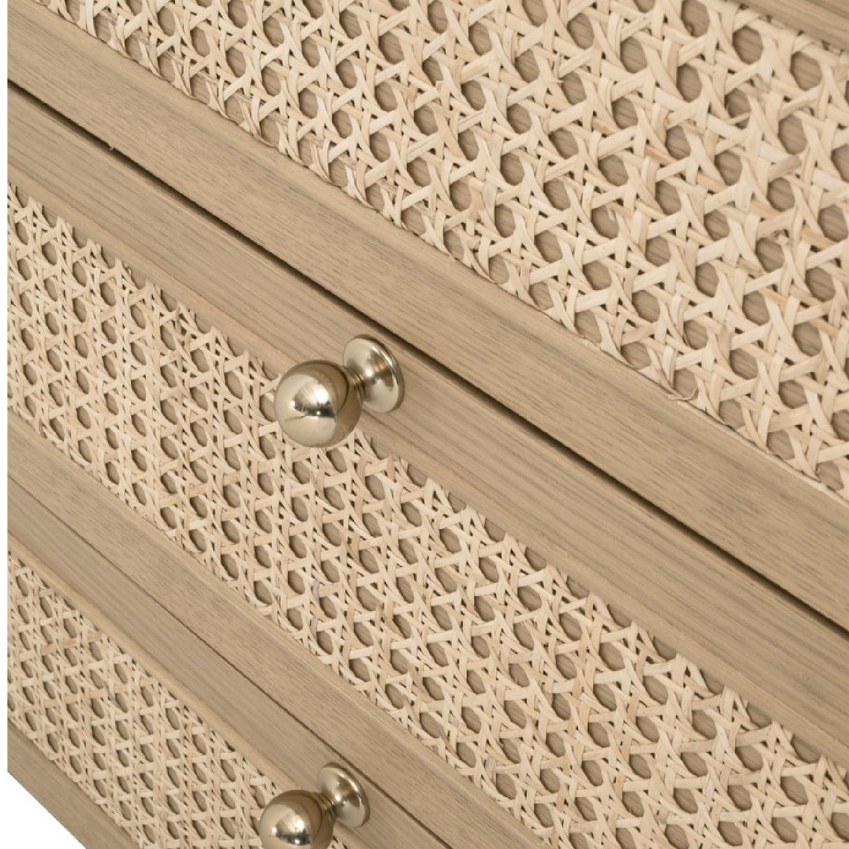   Oak Framed Cane 3-Drawer Nightstand | Oroa.com