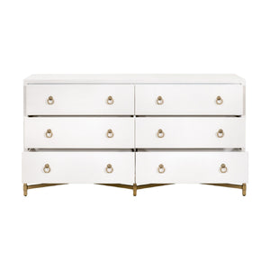   White Shagreen 6-Drawer Double Dresser | Oroa.com
